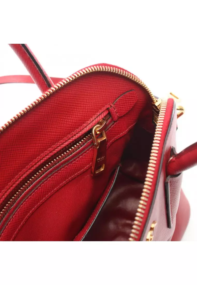Pre-Loved Prada SAFFIANO CUIR Handbag Saffiano leather Red 2WAY