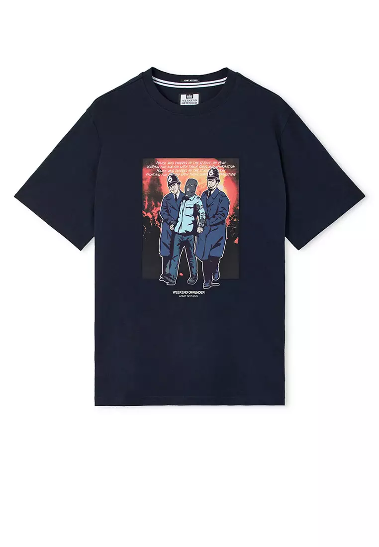 MENS NAVY MURVIN GRAPHIC TEE