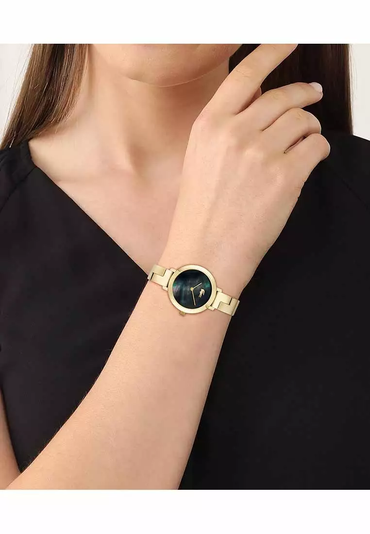 Tivoli Women's Watch Ionic Plated Thin Gold Steel Strap - Black Dial 2001375