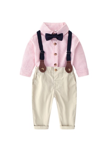 Kings Collection pink Kids Long Sleeve Shirt Overalls Two Piece Set KCCLSP2156 3096CKA0CF0BF0GS_1