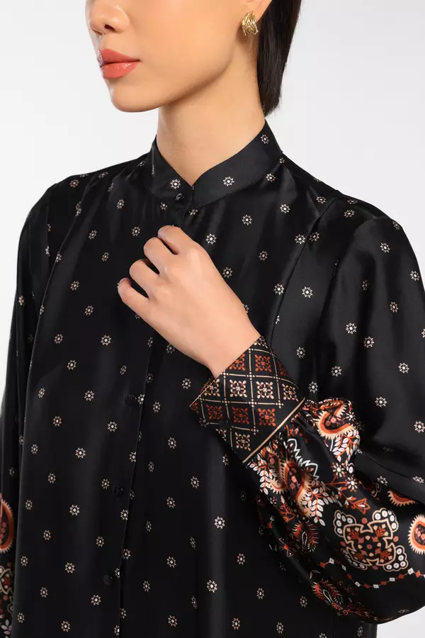 MINIMAL - Mahnoor - Gamis Motif Paisley - Black - Manzone & Minimal