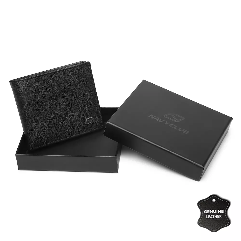 Navy Club Voyager Dompet Pria Lipat Dompet Kulit Asli - Free Box Exclusive