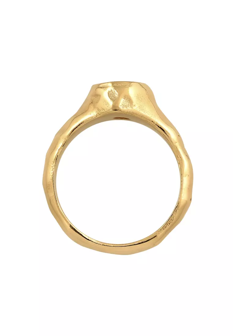 环形签名有机设计锆石水晶金镀金