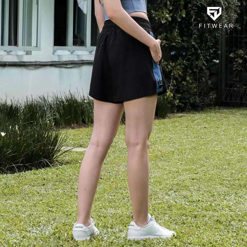 Fitwear - Celana Pendek Big Size Olahraga Wanita VICTORIA LIST MICROFIBRE - LIST SKY BLUE