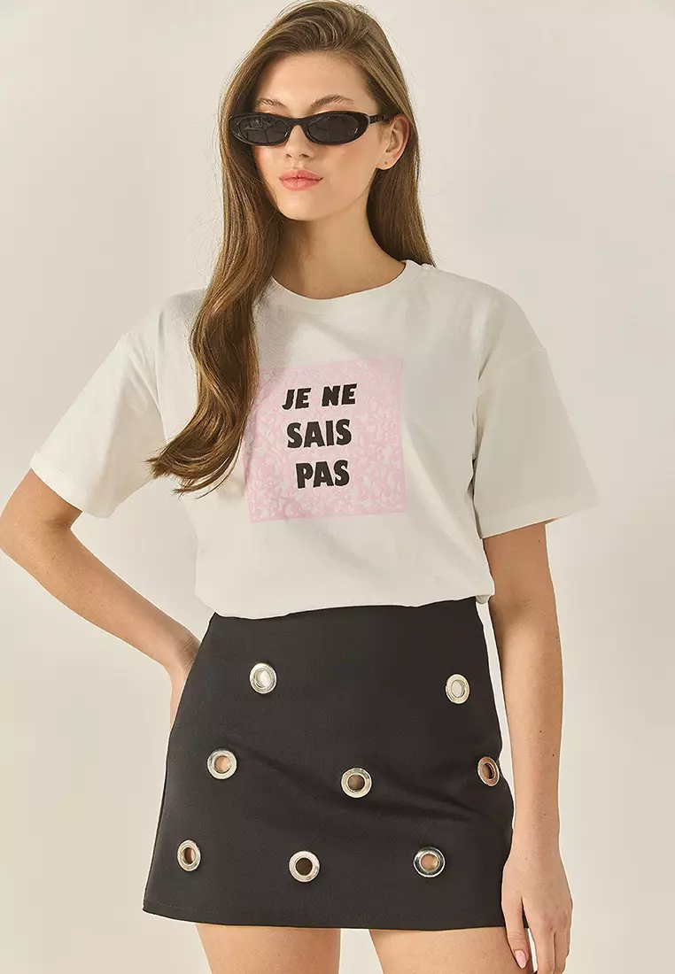 Women's Crew Neck Short Sleeve Printed Cotton Loose T-Shirt 5447 60283289