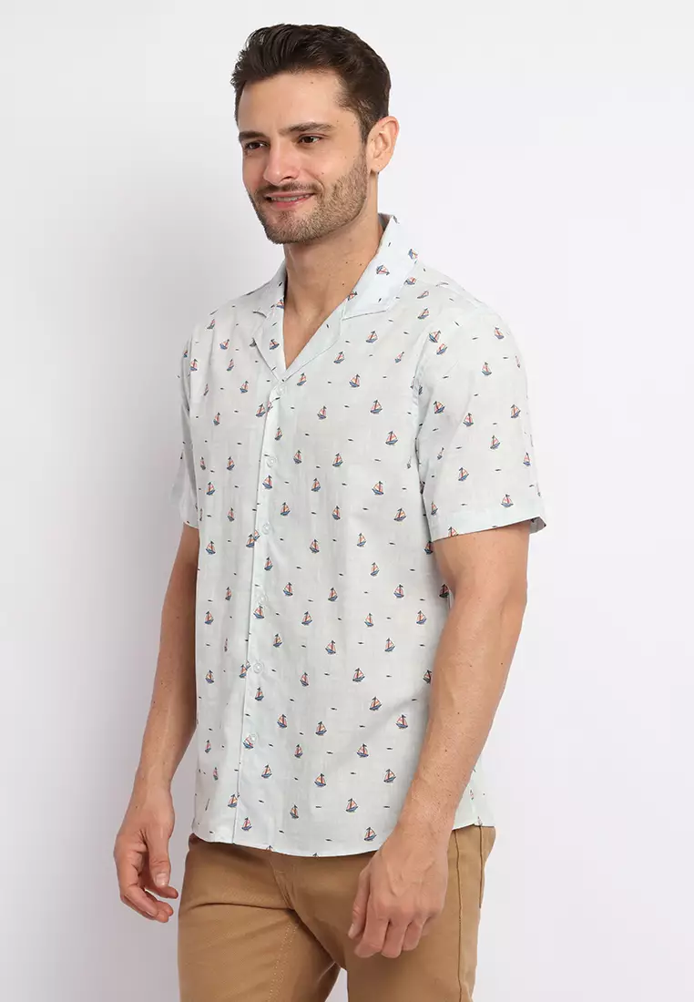 MAGINOT OSCAR WHITE Kemeja Casual Slim Fit Lengan Pendek