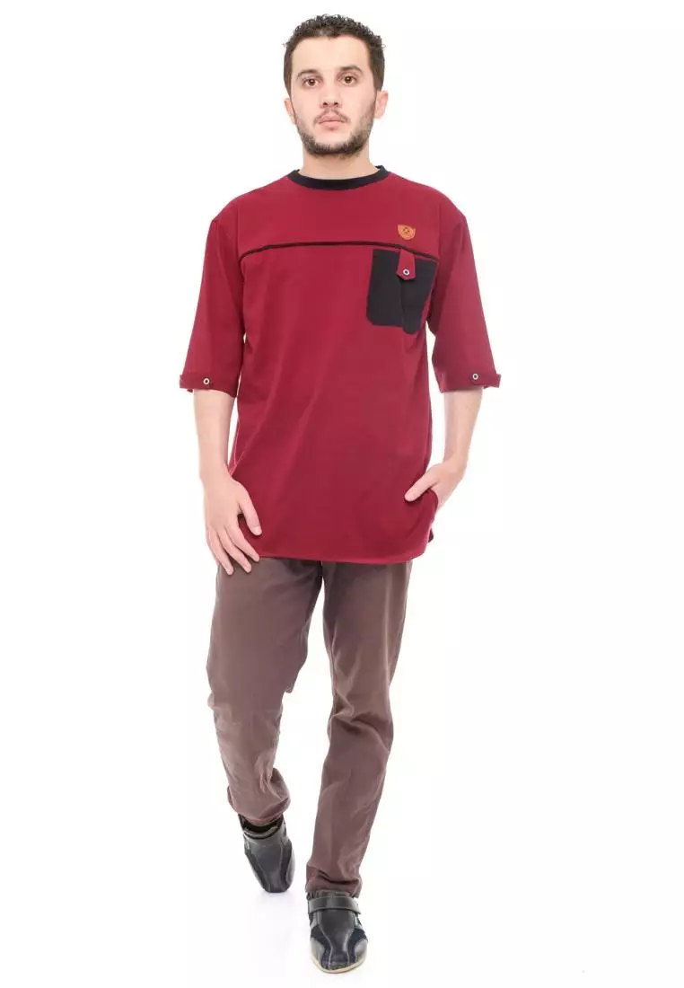 Kaos Koko Gamis Muslim Pria Fauzan - Maroon