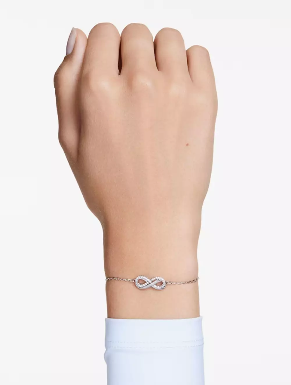 Hyperbola Bracelet, Infinity, White, Rhodium Plated - White