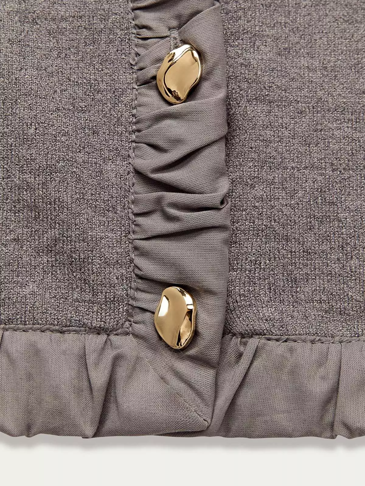 Ruched Trim Cardigan - Mid Grey