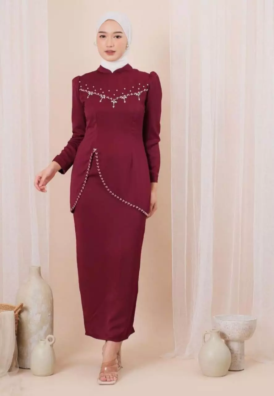 Velicia Maron Dress Party | Long Dress Modern Premium RS.M.G