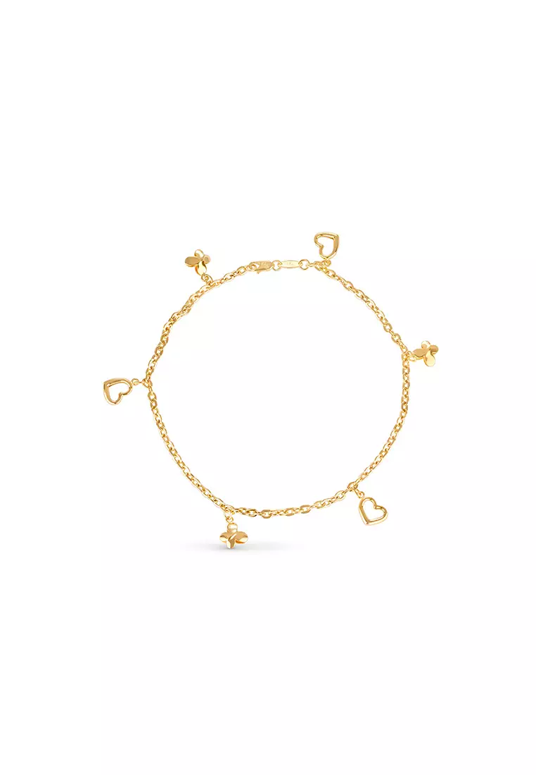 Mulia Jewellery Heart Butterfly Angklet in 20K Yellow Gold 2024