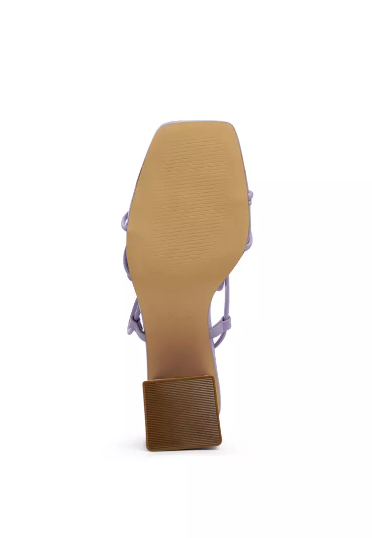 Purple Tie-Up Block Heeled Sandal