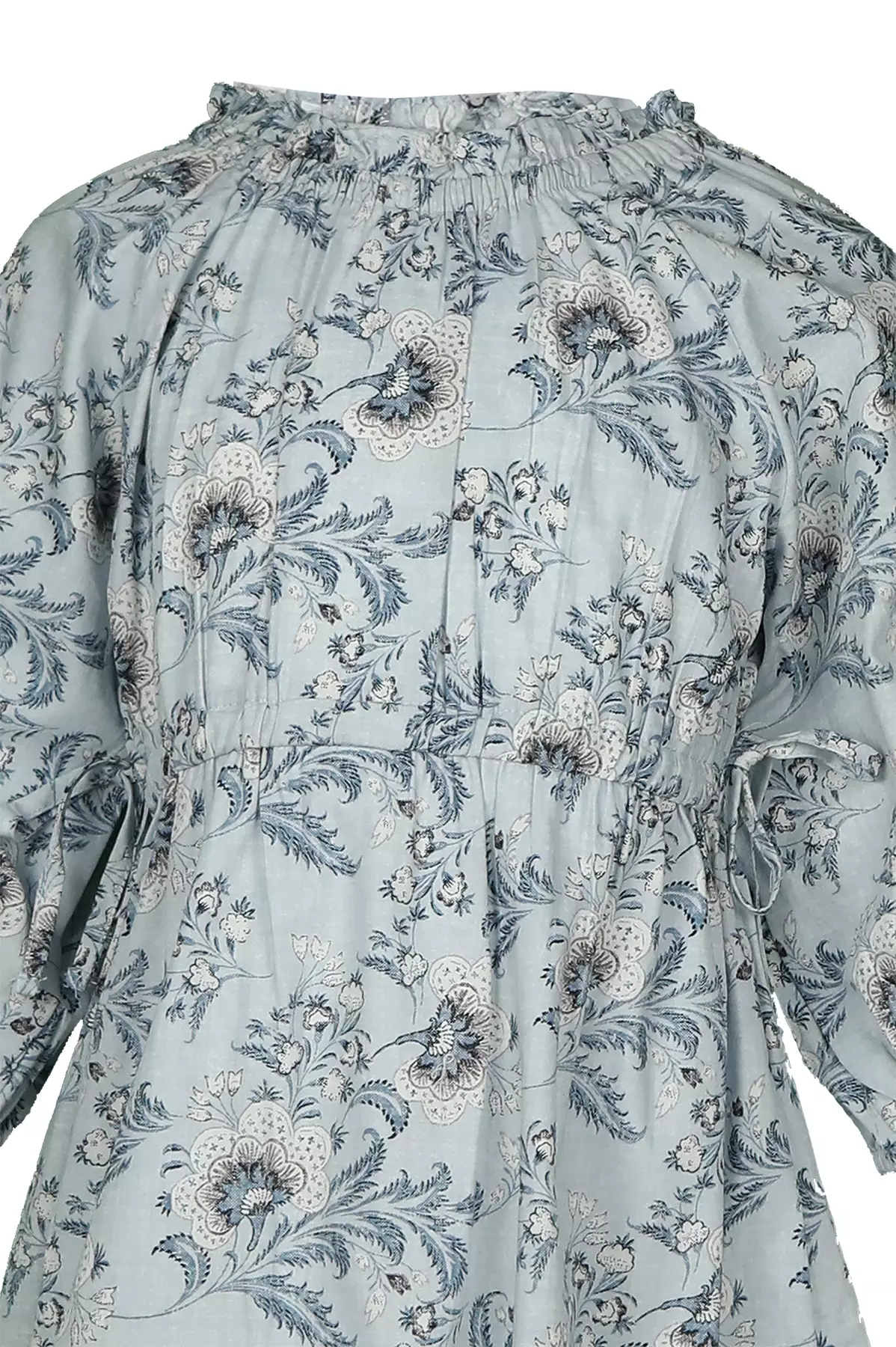 Pito Dito Girl Arezou Dress Anak Biru Motif Bunga Multicolor