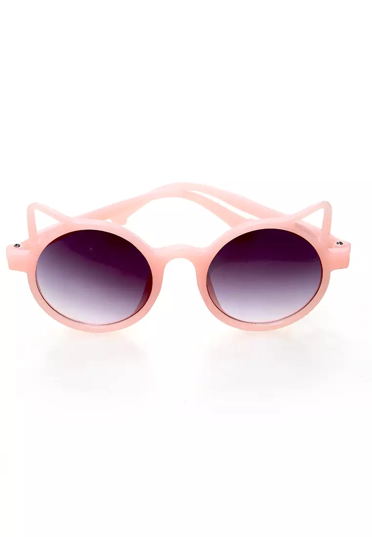 Ulrico Kacamata Hitam Anak Unisex Cat Ear Model Sunglasess Cute Design Material PC ORIGINAL - Pink