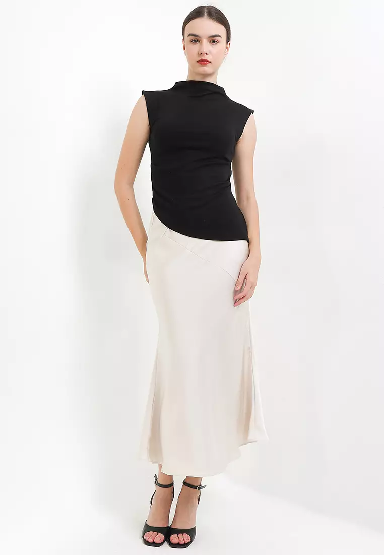 Mock Neck Ruched Top