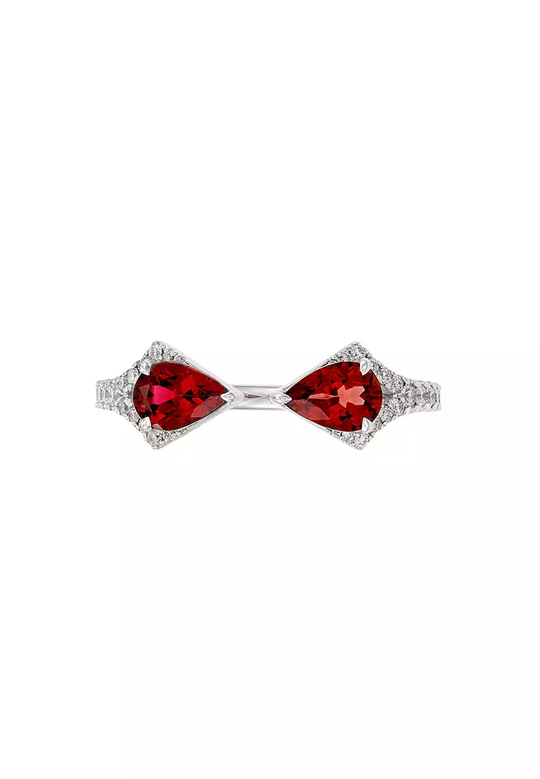 HABIB Pear Red Spinnel and Diamond Ring in 750/18K White Gold LE4989941024-SPIN