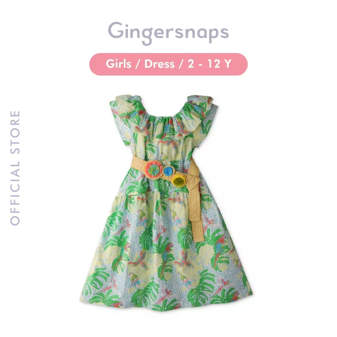 Gingersnaps Tropical Escapade 2 Dress - Dress Anak Perempuan (Hijau)