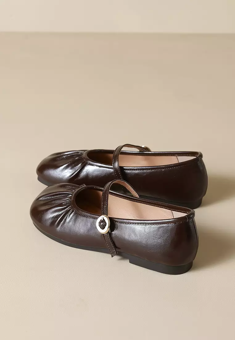 針扣搭帶褶皺瑪麗珍妮鞋 WW993-9