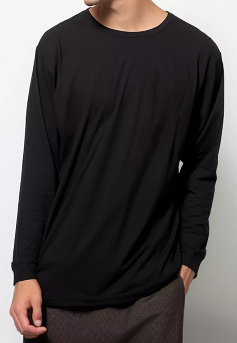 MTL89 kaos LS long sleeve tangan panjang pria instacool polos hitam