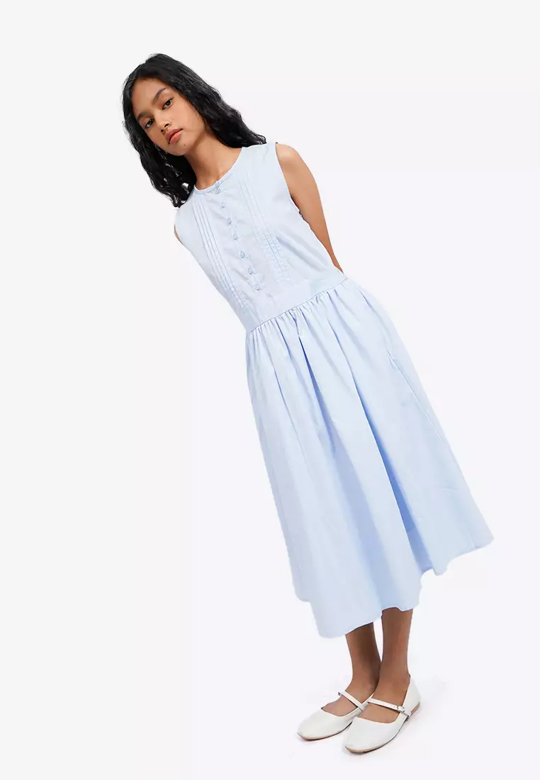 A-Line Sleeveless Pleated Dress