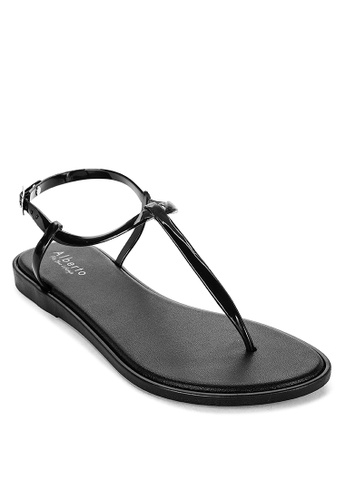 ALBERTO black T-Shape Flat Sandals 4AF6ASH32CF74FGS_1