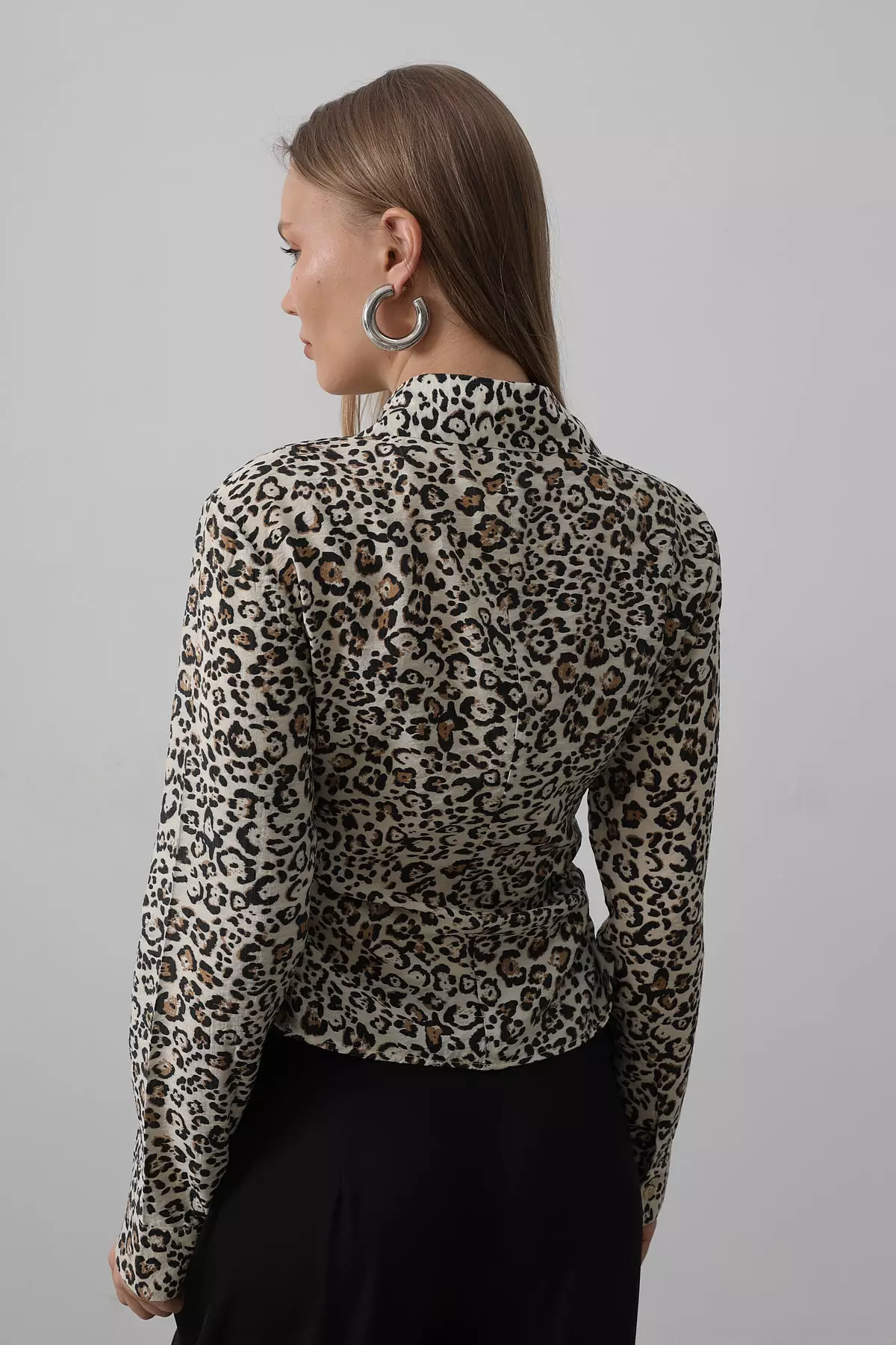Brown Leopard Print Soft Texture Long Sleeve Shirt