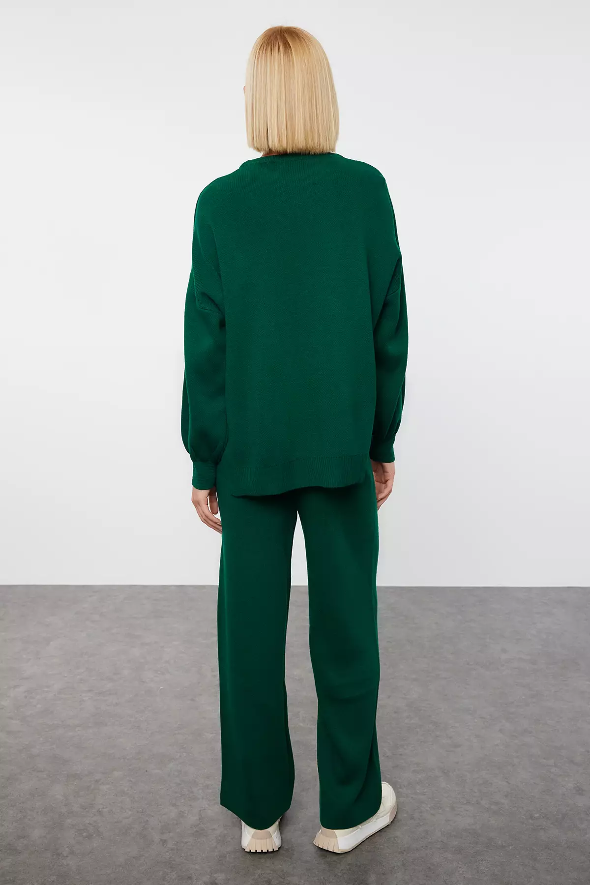 Emerald Green Balloon Sleeve Trousers Knitwear Set