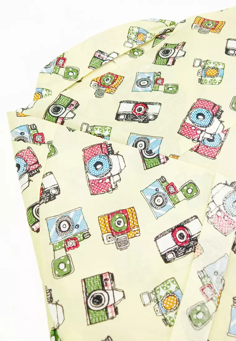Wakakids Kemeja Anak Laki Laki Usia 1 Tahun Hingga 8 Tahun Atasan Baju Kerah Collar Shirt Motif Camera Full Printing 4264 Vensk Kuning