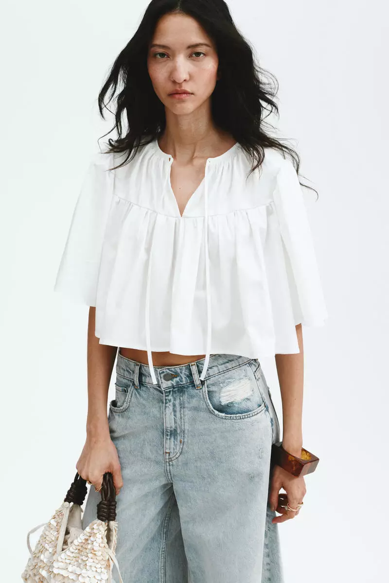 Cropped cotton blouse