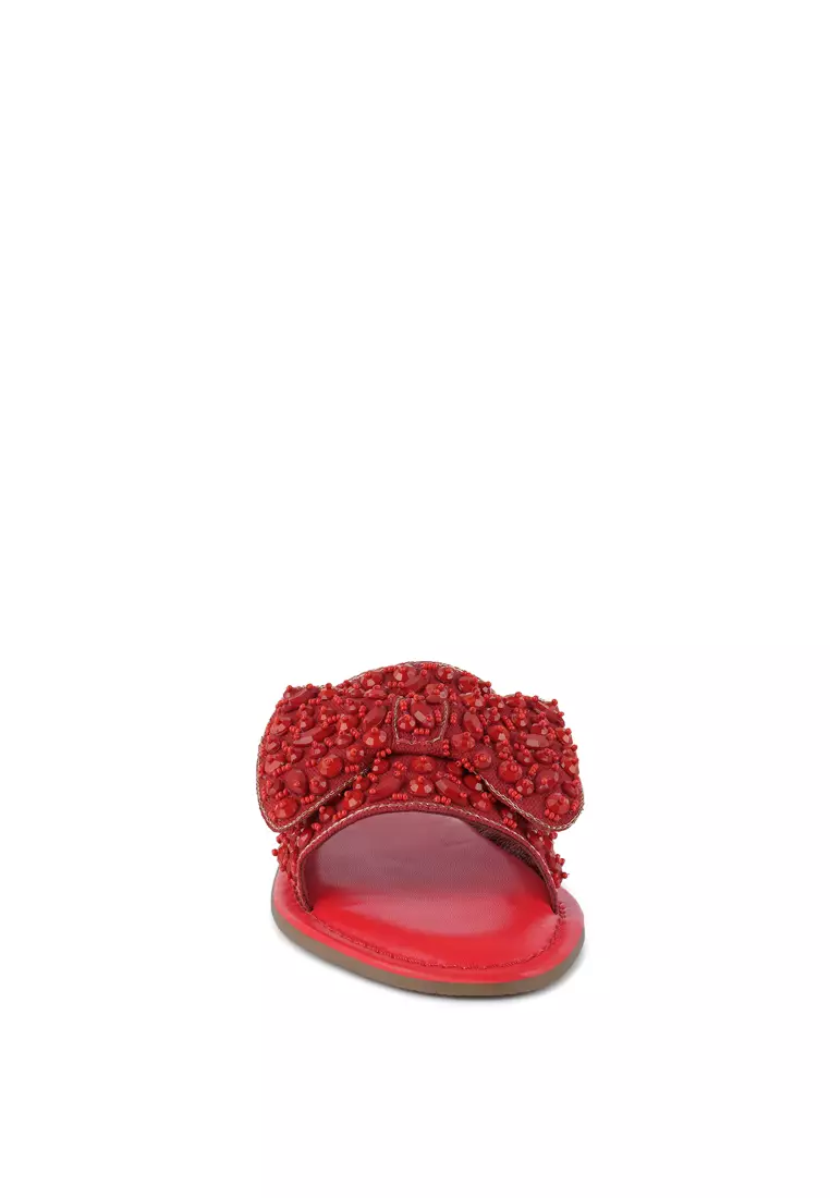 Buy Rag & CO. Big Bow Beaded Flats in Red 2026 Online | ZALORA