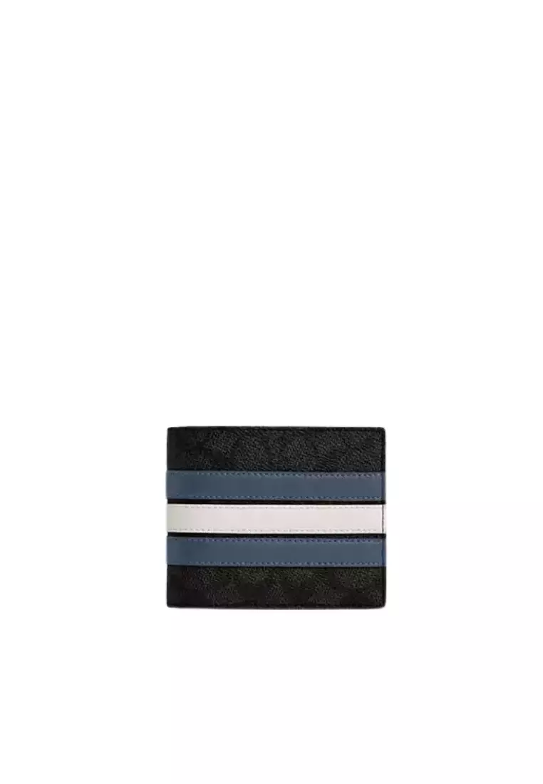 Buy Coach Coach Compact Wallet ID Varsity Signature In Charcoal