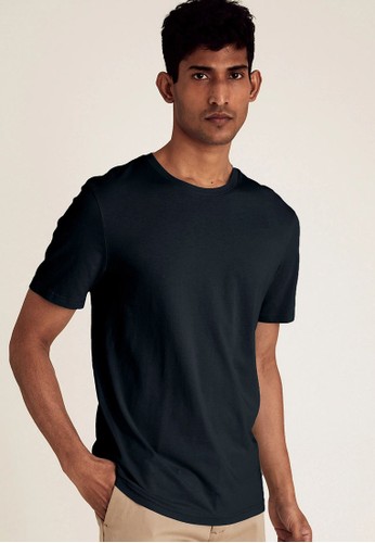 Marks & Spencer navy Slim Fit Pure Cotton Crew Neck T-Shirt D0758AA09EBB88GS_1