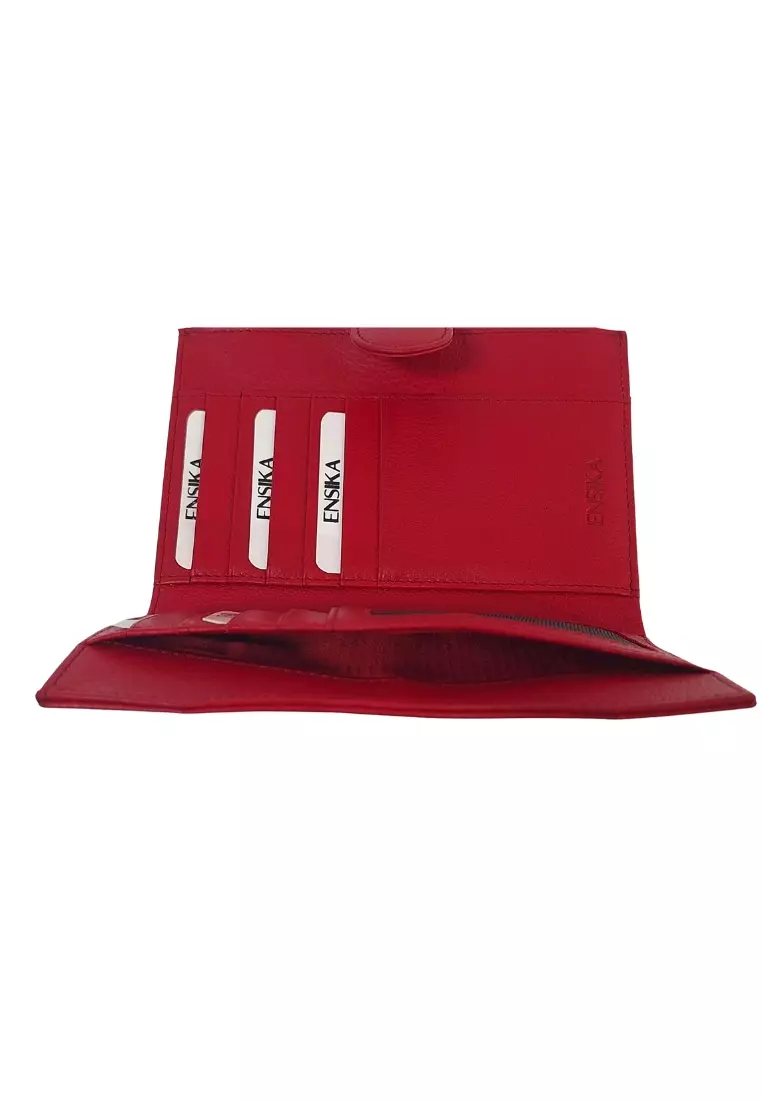 Wallet For Women -Women Wallet Slim Red Oxhide J0015
