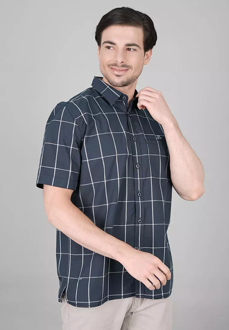 LGS - Regular Fit - Kemeja Casual Pria - Lengan Pendek - Motif Kotak-kotak - CSH.270.S730