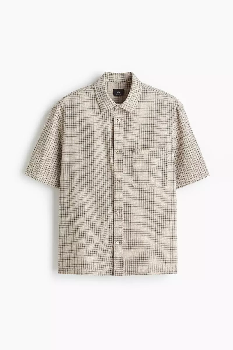 Oversized Fit Short-sleeved linen-blend shirt