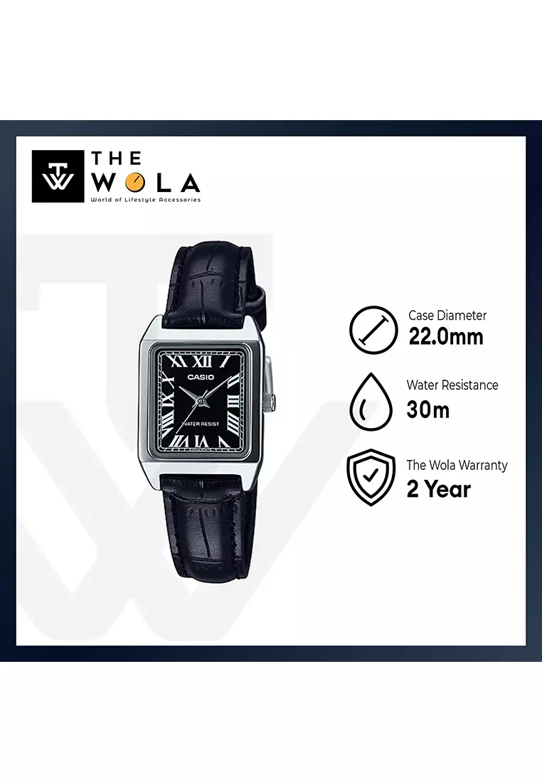 Women's Analog Watch LTP-V007L-1B Black Leather Band Watch for ladies