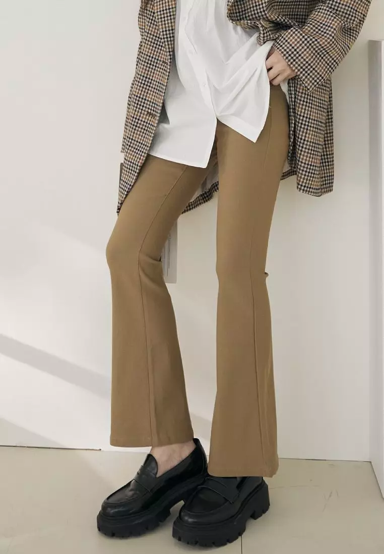 High-Waist Shaping Flared Pants with Stretch Wide Waistband [BA7617]