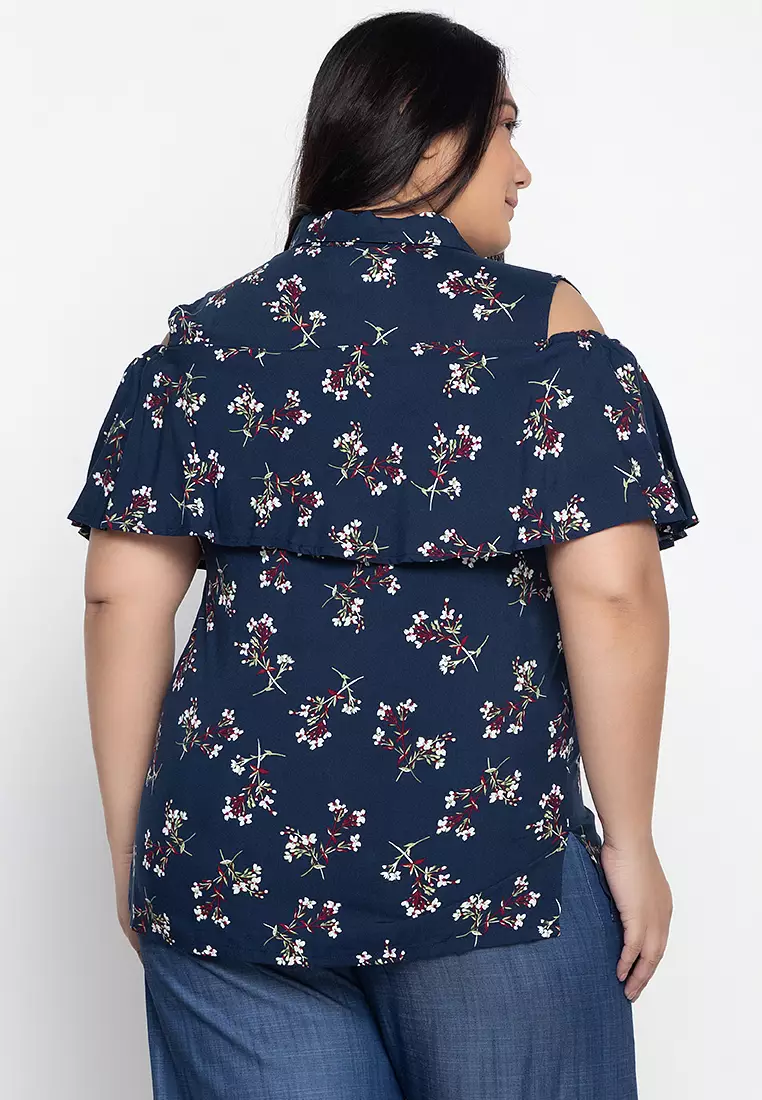 Cold shoulder hotsell plus size shirts