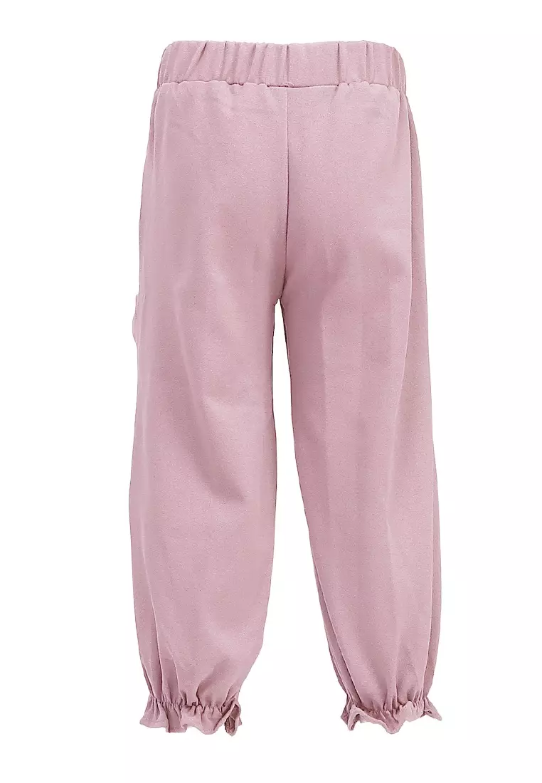 Yocelyn Celana Panjang Anak Perempuan Variasi Saku Pants Kids Daily Motif Polos Material Crepe ORIGINAL - Pearl