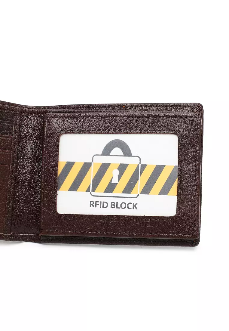 Men's Genuine Leather RFID Blocking Fortune Wallet - Brown