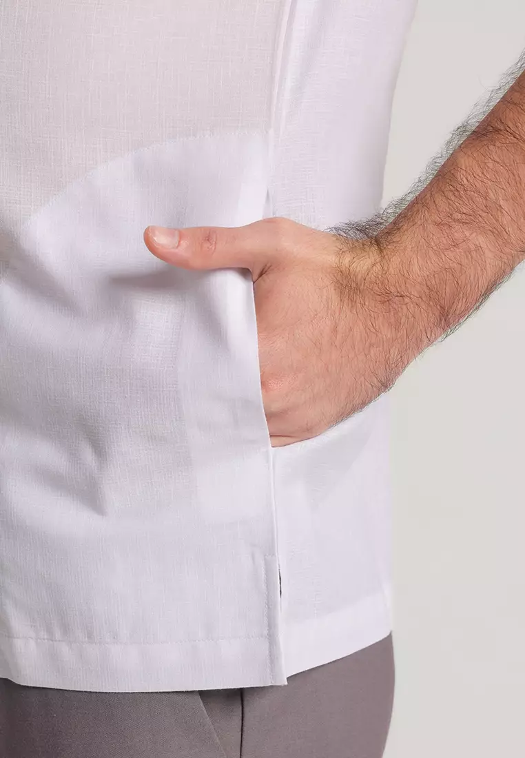 MOC Kemeja Koko Lengan Pendek Pria Majid - White