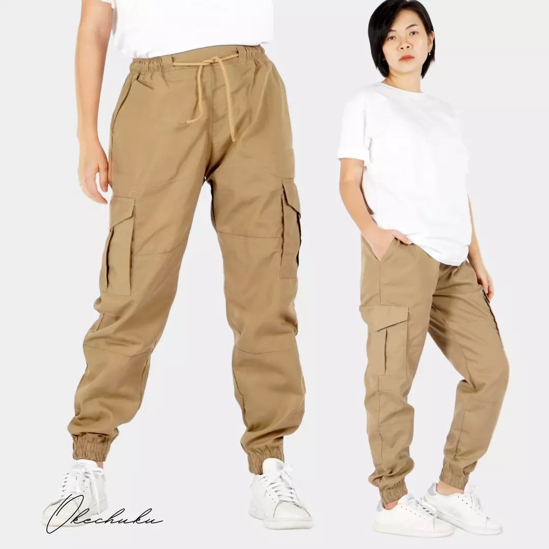  DIVA Celana Cargo Wanita Cargo Jogger Pants Wanita - KREM