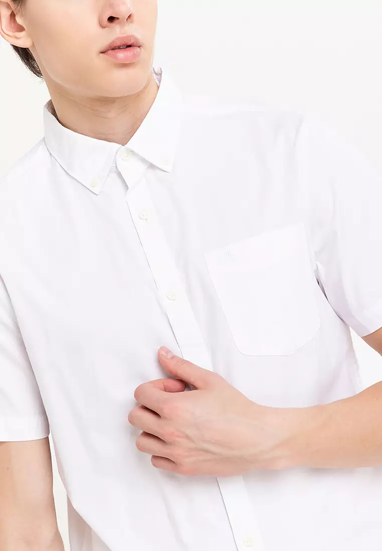 slim fit dress slacks Original Penguin Men's Core Oxford Long Sleeve Shirt in Bright White/White, Size 2XL, 100% Cotton