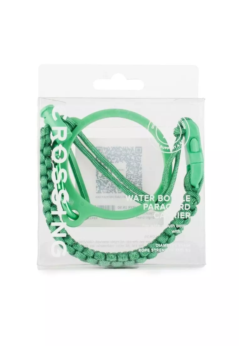 Crossing Paracord Bottle Carrier Strap with Carabiner - Bright Green