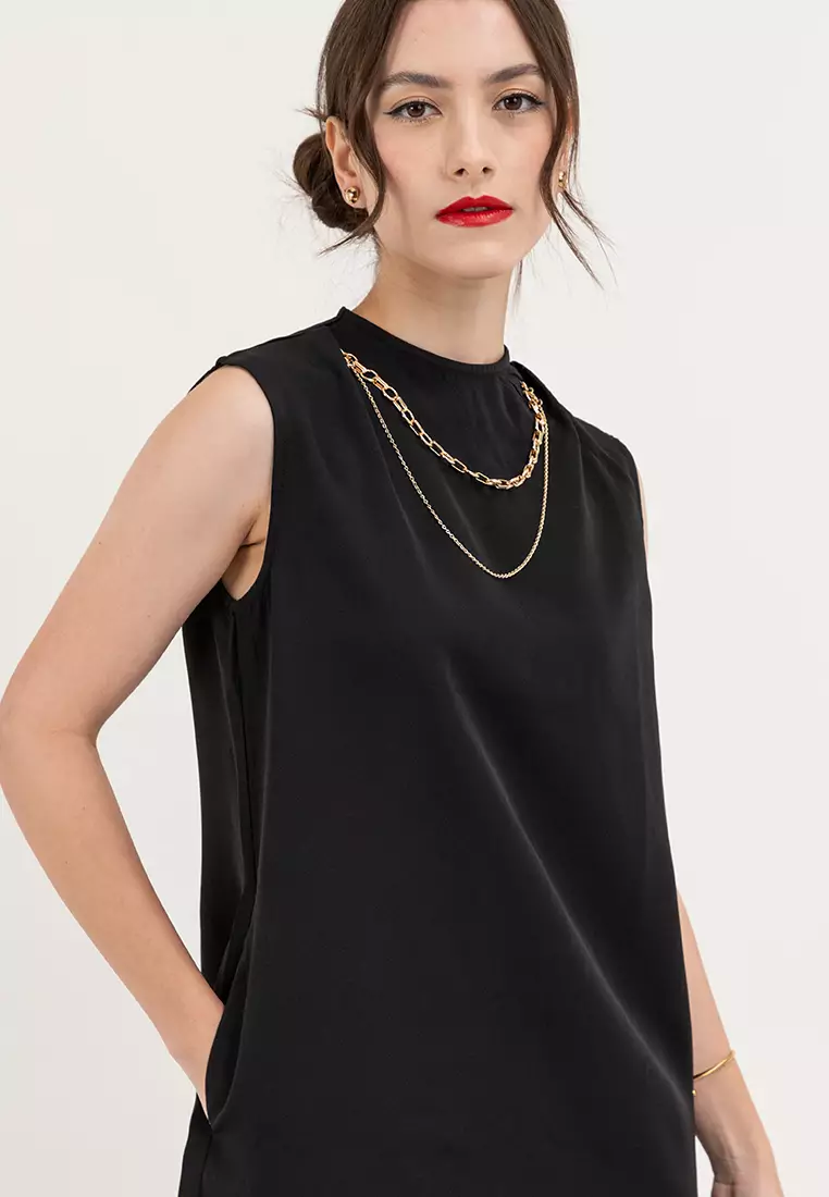 Crizen Funnel Neck Dress with Necklace