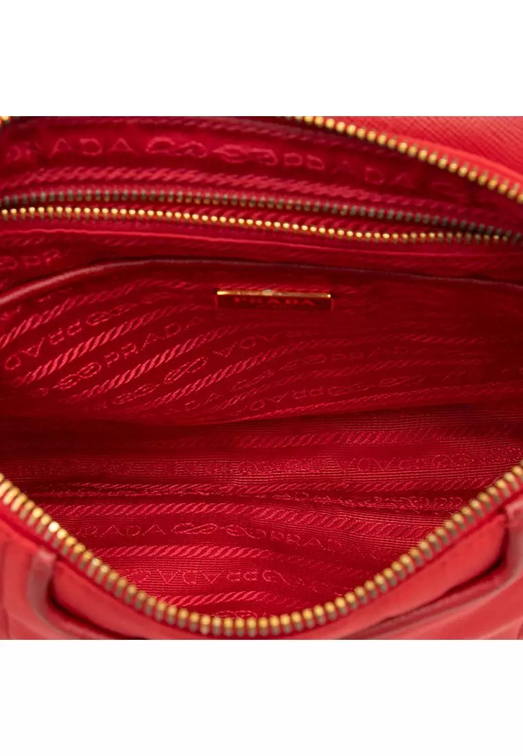 Pre-Loved Prada Saffiano Trimmed Tessuto Crossbody