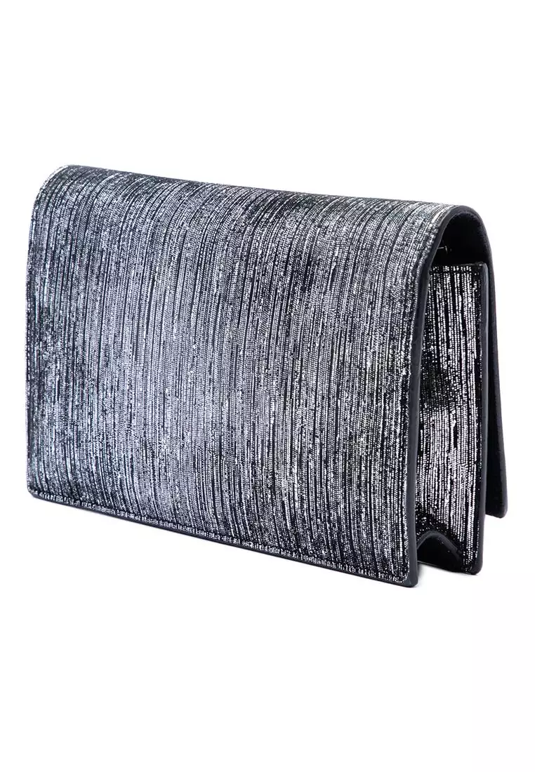 Pre-Loved Saint Laurent Metallic Suede Monogram Kate Tassel Wallet On Chain
