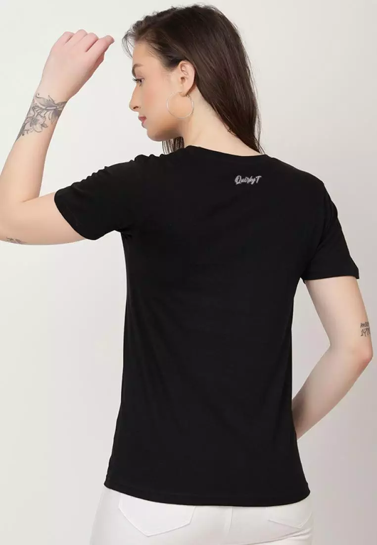 Heart Design Relaxed Short Sleeve Stylish Black Cotton Casual Graphic Print Tee/TShirt