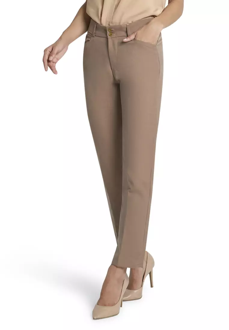Garwyn Celana Kerja Long Pants Bawahan Wanita Formal Premium Quality - Mocca Susu