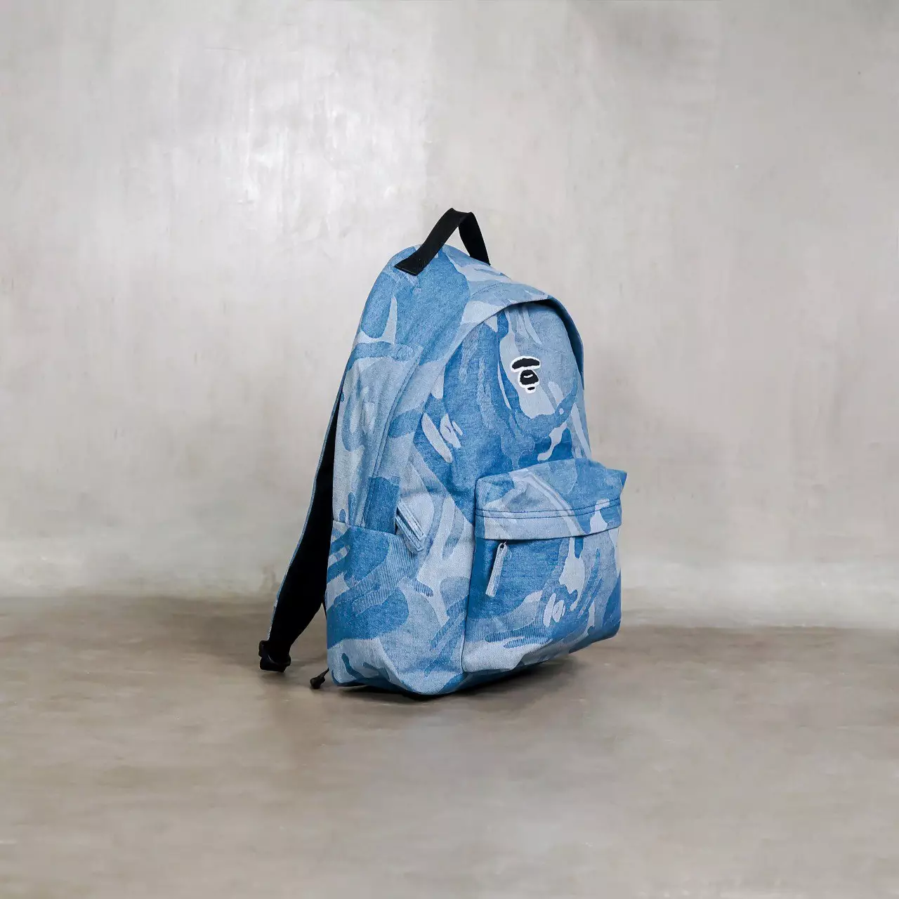 Tas AAPE HEAD CAMO DENIM BLUE BACKPACK 100% ORIGINAL